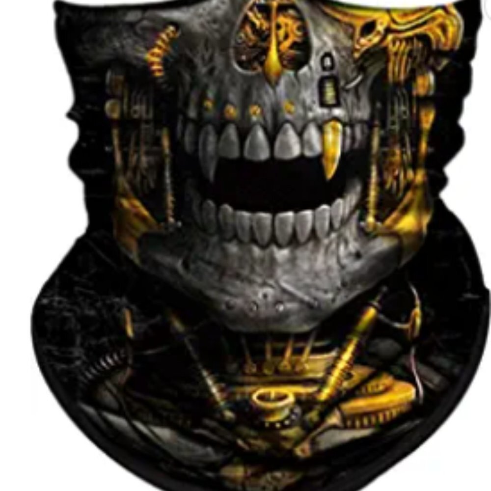 Gold Skull Face Mask Sun Protection Motorcycle Riding-Biker-Fishing-Cycling Mask